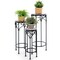Black 3-Piece Mosaic Plant Stand Set Metal Stackable Indoor Outdoor Decorative